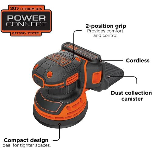  [아마존베스트]Black & Decker BDCRO20C 20V MAX Random Orbit Sander with Battery and Charger