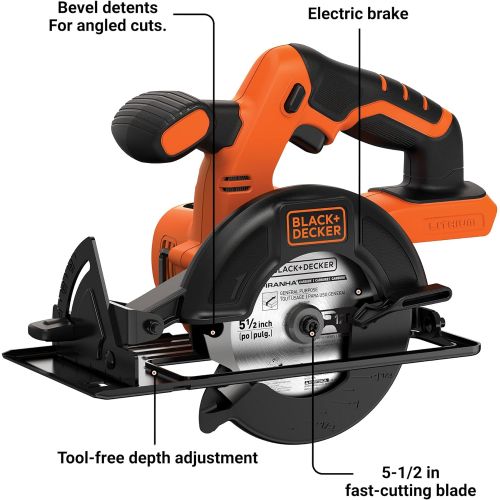  [아마존베스트]BLACK+DECKER 20V MAX 5-1/2-Inch Cordless Circular Saw, Tool Only (BDCCS20B),Medium