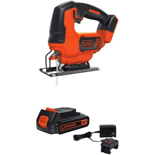  [아마존베스트]BLACK+DECKER 20V MAX Jig Saw with Lithium Battery & Charger (BDCJS20B & LBXR20CK)