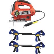 [아마존베스트]BLACK+DECKER Jig Saw, 6.0-Amp with IRWIN QUICK-GRIP Clamps, One-Handed, Mini Bar, 6-Inch, 4-Pack (JS670V & 1964758)