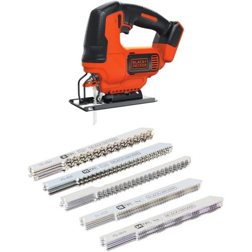  [아마존베스트]BLACK+DECKER BDCJS20B Lithium Jigsaw Bare Tool 20V with BLACK+DECKER 75-626 Assorted Jigsaw Blades Set Wood and Metal 24-Pack