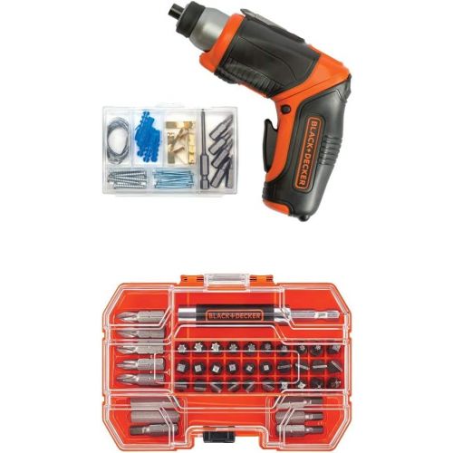  [아마존베스트]BLACK+DECKER 4V MAX Cordless Screwdriver, Rechargeable with Screwdriver Bit Set, 42-Piece (BDCS40BI & BDA42SD)