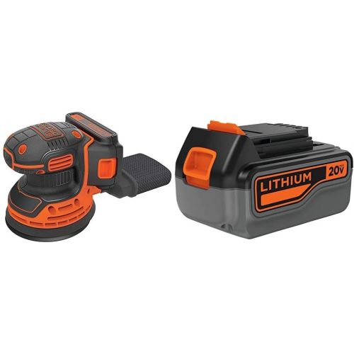  BLACK+DECKER 20V MAX Random Orbit Sander with Extra 4-Ah Lithium Ion Battery Pack (BDCRO20C & LB2X4020)