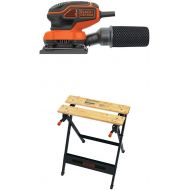 BLACK+DECKER Electric Sander, 1/4-Inch Sheet, Orbital with Workmate Portable Workbench, 350-Pound Capacity (BDEQS300 & WM125)