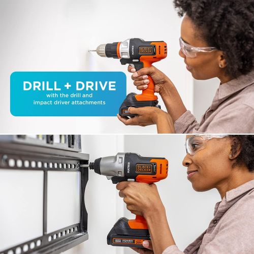  BLACK+DECKER 20V MAX Matrix Cordless Drill Combo Kit, 2-Tool with Reciprocating Saw Accessory (BDCDMT120IA & BDCMTRS)