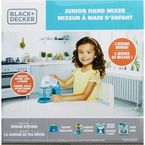  [아마존베스트]BLACK+DECKER Junior Hand Mixer Role Play Pretend Kitchen Appliance for Kids with Realistic Action, Light and Sound - Plus Mixing Bowl and Two Mixing Modes for Imaginary Cooking Fun