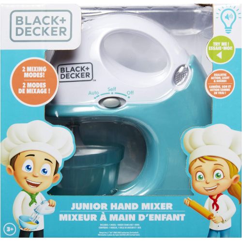  [아마존베스트]BLACK+DECKER Junior Hand Mixer Role Play Pretend Kitchen Appliance for Kids with Realistic Action, Light and Sound - Plus Mixing Bowl and Two Mixing Modes for Imaginary Cooking Fun