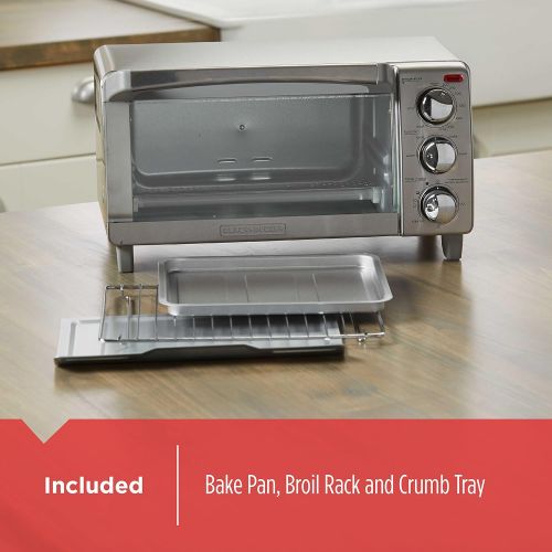  [아마존베스트]BLACK+DECKER 4-Slice Toaster Oven with Natural Convection, Stainless Steel, TO1760SS