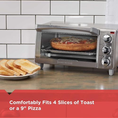  [아마존베스트]BLACK+DECKER 4-Slice Toaster Oven with Natural Convection, Stainless Steel, TO1760SS