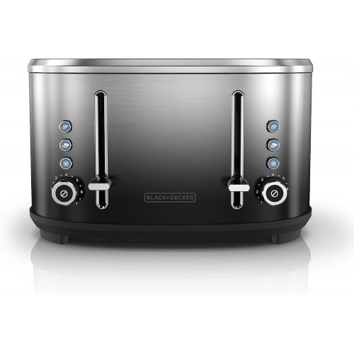  [아마존베스트]BLACK+DECKER 4-Slice Extra-Wide Slot Toaster, Stainless Steel, Ombre Finish, TR4310FBD,Black/Silver Ombre