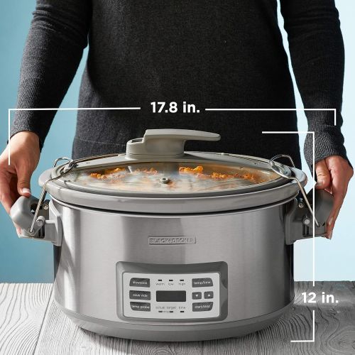  [아마존베스트]BLACK+DECKER SCD7007SSD 7-Quart Digital Slow Cooker with Temperature Probe + Precision Sous-Vide, Capacity, Stainless Steel