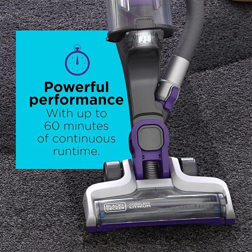  BLACK+DECKER Power Series Pro Pet Cordless Stick Vacuum Cleaner, 2-in-1, Purple (HCUA525JP)