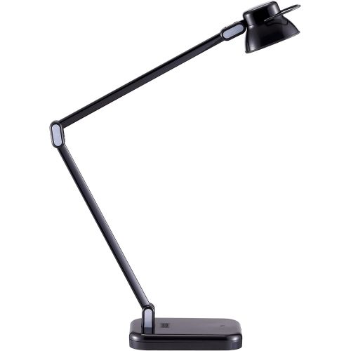  BLACK+DECKER PureOptics Elate Dual Arm 5W Flicker-Free Natural Daylight LED Desk Lamp with USB Charging Port, 2 Dimming Levels (263 Lumens), Black (LED5NOV-BLK)