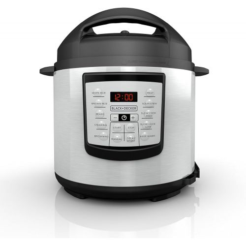  BLACK+DECKER 6 quart 11-in-1 Cooking Pot, Stainless Steel, Pressure Cooker, Slow Cooker, Multi-Cooker, PR100