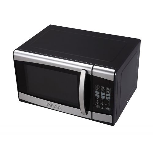  BLACK+DECKER EM925AZE-P 0.9 Cubic Foot 900 Watt Stainless Steel Microwave with Turntable, Cu.Ft, BlackSilver