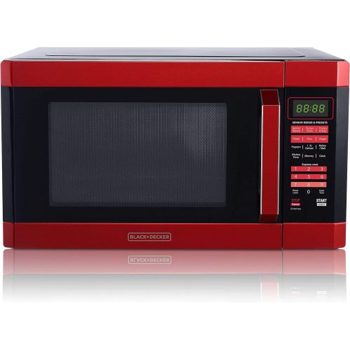  BLACK+DECKER EM925AZE-P 0.9 Cubic Foot 900 Watt Stainless Steel Microwave with Turntable, Cu.Ft, BlackSilver