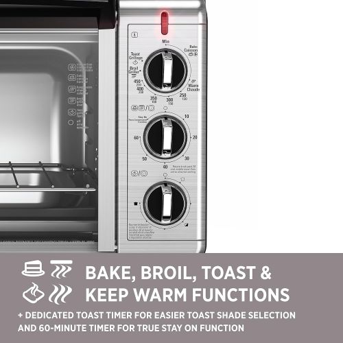  BLACK+DECKER TO3230SBD 6-Slice Convection Countertop Toaster Oven, Includes Bake Pan, Broil Rack & Toasting Rack, Stainless Steel Convection Toaster Oven