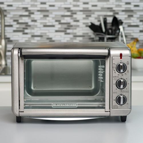  BLACK+DECKER TO3230SBD 6-Slice Convection Countertop Toaster Oven, Includes Bake Pan, Broil Rack & Toasting Rack, Stainless Steel Convection Toaster Oven