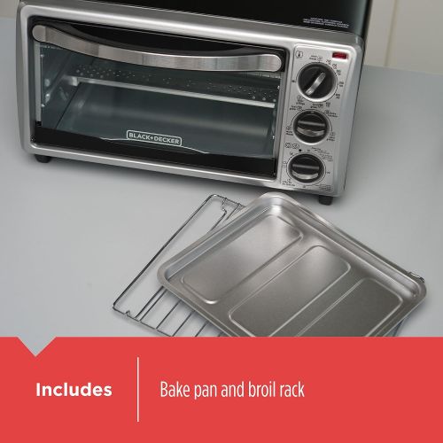  BLACK+DECKER 4-Slice Toaster Oven with Natural Convection, Stainless Steel, TO1760SS