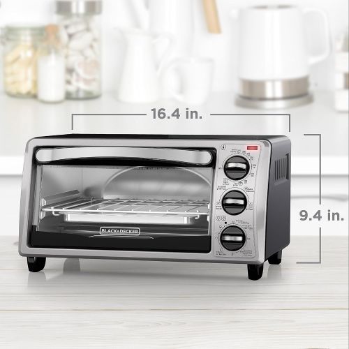  BLACK+DECKER 4-Slice Toaster Oven with Natural Convection, Stainless Steel, TO1760SS