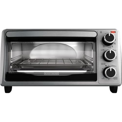  BLACK+DECKER 4-Slice Toaster Oven, Stainless Steel, TO1303SB