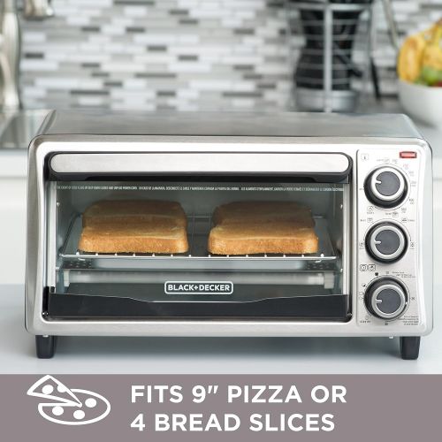  BLACK+DECKER 4-Slice Toaster Oven, Stainless Steel, TO1303SB