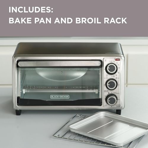  BLACK+DECKER 4-Slice Toaster Oven, Stainless Steel, TO1303SB