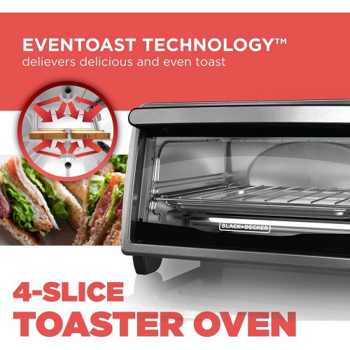  BLACK+DECKER 4-Slice Toaster Oven, Stainless Steel, TO1303SB