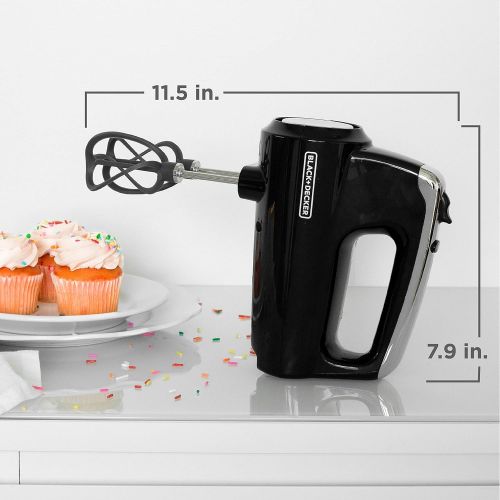  BLACK+DECKER MX600B Helix Performance Premium 5-Speed Hand Mixer, 5 Attachments + Case, Black