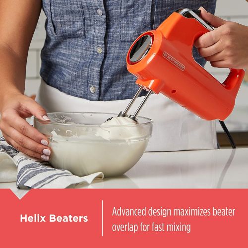  BLACK+DECKER MX600B Helix Performance Premium 5-Speed Hand Mixer, 5 Attachments + Case, Black