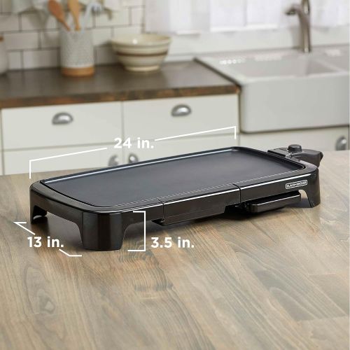  BLACK+DECKER Family-Sized Electric Griddle with Warming Tray & Drip Tray, GD2051B