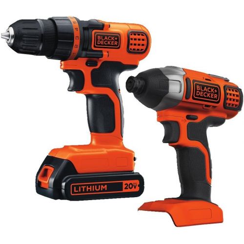  BLACK+DECKER 20V MAX Cordless Drill Combo Kit, 2-Tool (BD2KITCDDI),Black/Orange Impact Combo Kit