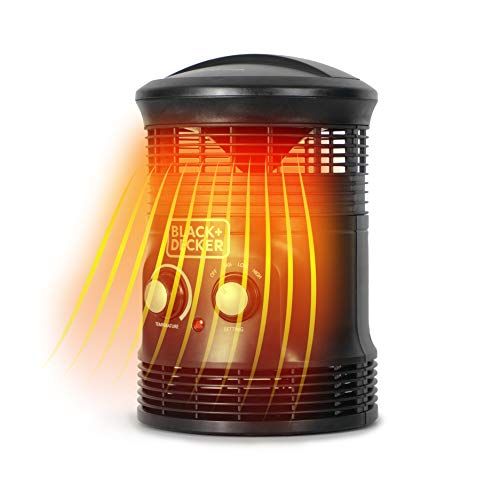  BLACK+DECKER Portable Space Heater, 360° Personal Heater with Overheat Protection, 1500W, Black, 1 Piece