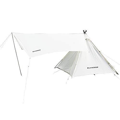  BLACKDEER 4 Person Teepee Tent for Camping, Waterproof Windproof Tent Tarp Family with Included Patio Shelter 4 Season Design Easy Set Up Great for Festivals, Beach, Outdoor Events