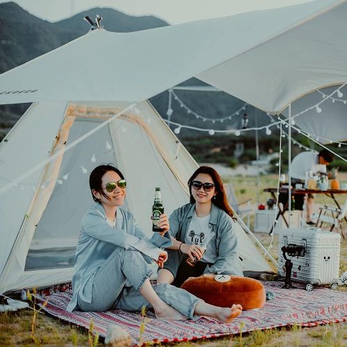  BLACKDEER 4 Person Teepee Tent for Camping, Waterproof Windproof Tent Tarp Family with Included Patio Shelter 4 Season Design Easy Set Up Great for Festivals, Beach, Outdoor Events