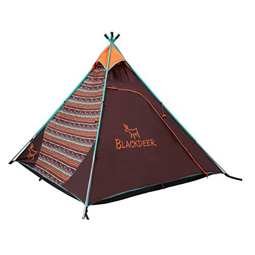  BLACKDEER Teepee Tent Sleeps 4 Person Perfect for Camping for Family and Friends 4 Season Waterproof Design with Fast Easy Set Up Great for Festivals, Beach, and Outdoor Events