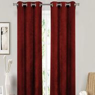 BLACKOUT365 Sera Velvet Insulated Blackout Room Darkening Window Curtain Set of 2 Panels, 37 X 84 Inch, Burgundy Red, 2 Piece