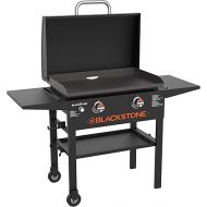 Blackstone 1883 Original 28” Griddle with Integrated Protective Hood and Counter Height Side Shelves, Powder Coated Steel, Black