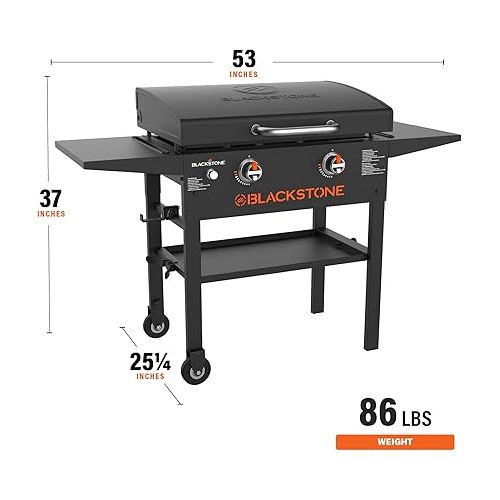  Blackstone 1883 Original 28” Griddle with Integrated Protective Hood and Counter Height Side Shelves, Powder Coated Steel, Black