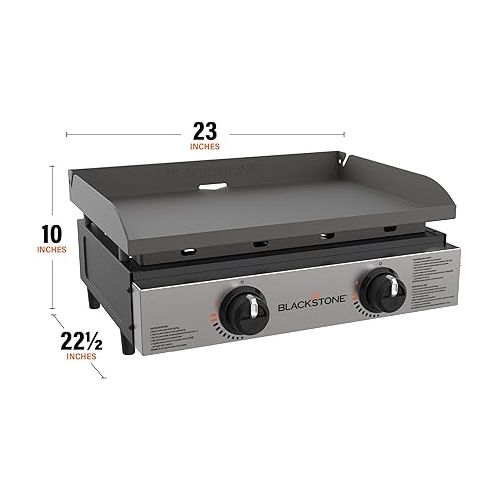  Blackstone 1666 22” Tabletop Griddle with Stainless Steel Faceplate, Powder Coated Steel, Black