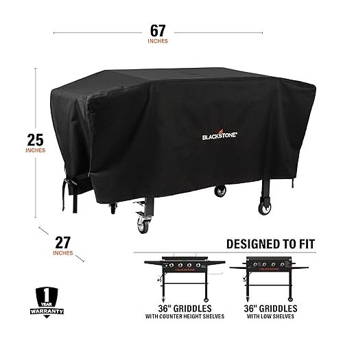  Blackstone 1528 600D Polyester Heavy Duty Flat top Gas Grill Cover, Water Resistant Exclusively Fits 36