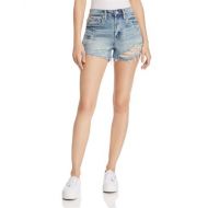 BLANKNYC Striped Distressed Denim Shorts in Now Or Never