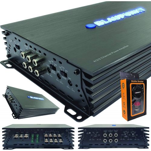  Blaupunkt AMP1404 Car Audio 4-Channel Amp Amplifier 1500 Watts Max Peak Power with Gravity Magnet Phone Holder Bundle