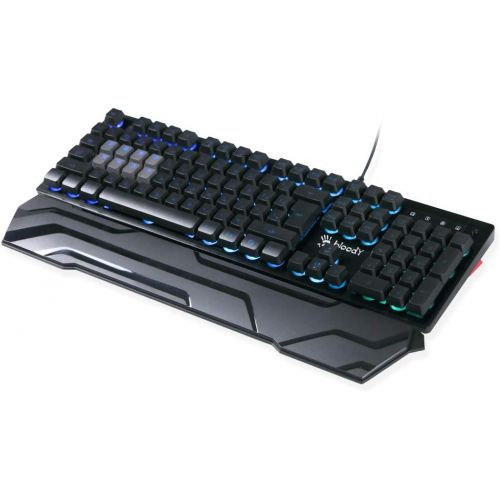  Bloody B380 Light Strike 8 Key Optical Membrane Gaming Keyboard Full RGB LED Backlit Keyboard Smooth & Linear Quite Keys Ergonomic Detachable Wrist Rest Design LK Optical Gaming Se