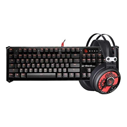  BLOODY [Bundle] Optical Gaming Keyboard & Headset Bundle - Light Strike Optical Switches (Faster Than Mechanical / 0.2ms Response) & 40mm Carbon Fiber Driver Gaming Headset with Mic Boom