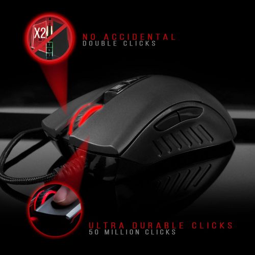  Bloody SP30 Ergonomic Optical Switch Gaming Mouse - Fastest Mouse Switch in Gaming - Enthusiast Grade 3360 Sensor - 8 Programmable Buttons - Non-Slip Rubberized Black - 12,000 DPI