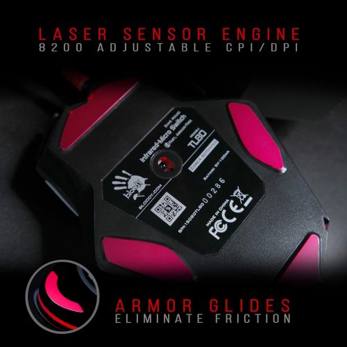  BLOODY TL80 Termin8r Ultra-Core Laser Gaming Mouse Light Strike (LK) Optical Switch & Scroll - Shift Lever and 8 Programmable Buttons with Advanced Macros - XGlide Armored Mouse Feet - US