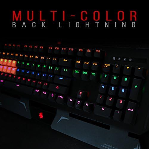  Bloody Gaming B740S Wired Optical Gaming Keyboard with Ergonomic Wrist Rest ? Quiet & Satisfying Switch Keyboard - LED Backlit Illuminated Keys ? Water/Splash Resistant - [Black Sw