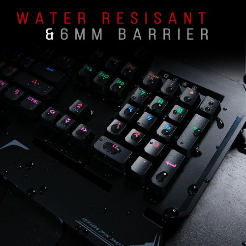  Bloody Gaming B740S Wired Optical Gaming Keyboard with Ergonomic Wrist Rest ? Quiet & Satisfying Switch Keyboard - LED Backlit Illuminated Keys ? Water/Splash Resistant - [Black Sw