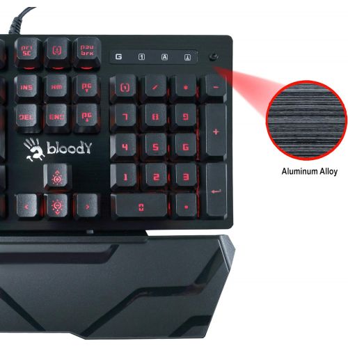  Bloody B380 Light Strike 8 Key Optical Membrane Gaming Keyboard Full RGB LED Backlit Keyboard Smooth & Linear Quite Keys Ergonomic Detachable Wrist Rest Design LK Optical Gaming Se